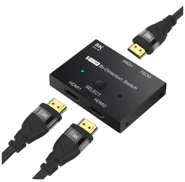 Photo 1 of CABLEDECONN HDMI 2.1 Ultra 8K HD Bi-Directional Switch 8K@60Hz 4K@120Hz 1in 2out 2in 1out High Speed 48Gbps Splitter(Singal Display) Converter with One 8K HDMI Cable Compatible with Xbox X PS5