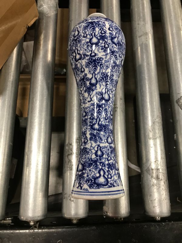 Photo 2 of 13" China Ceramic Vase Blue and White Porcelain Chinese Handmade Decorative Flower Vase for Living Room, Home Decor, Office, Table Centerpiece
