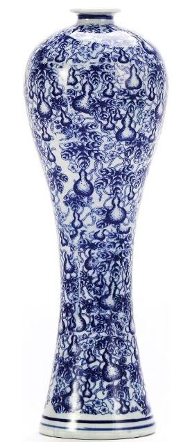 Photo 1 of 13" China Ceramic Vase Blue and White Porcelain Chinese Handmade Decorative Flower Vase for Living Room, Home Decor, Office, Table Centerpiece
