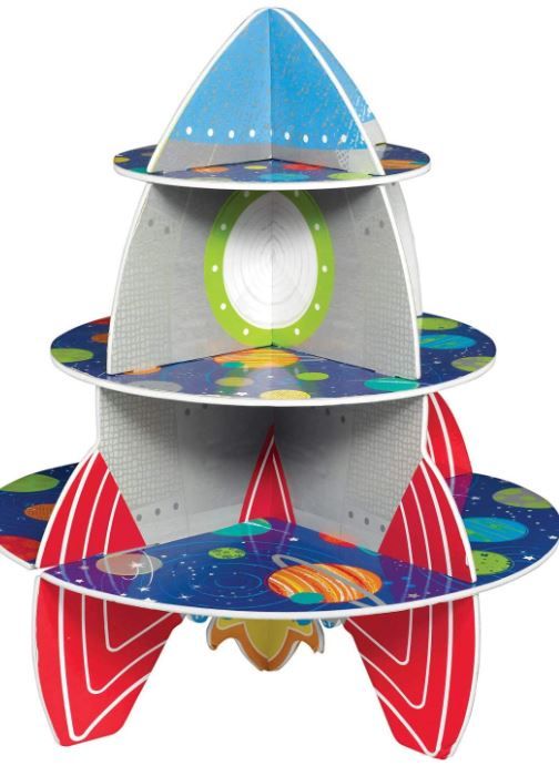 Photo 1 of 3 Tier Rocket Decorative Cardboard Cupcake Stand, 33Cm X 40.1Cm, 1 Pc, Multi-Colour