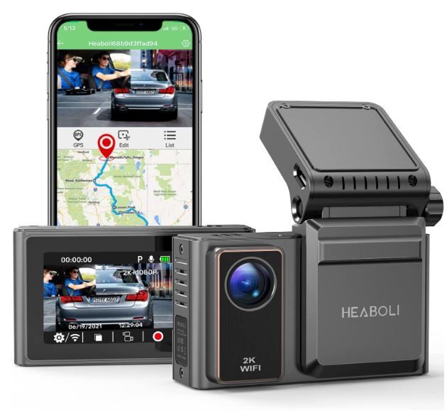 Photo 1 of Heaboli 2K Dash Cam Front and Inside with Wi-Fi,GPS and Speed,Front and Cabin Dash Camera with Magnetic Bracket, 24Hr Parking Monitor, Super Night Vision and Loop Recording, Support APP