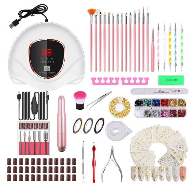 Photo 1 of 117 PCS Portable Electric Nail Drill Polish File Kit with 72W UV LED Nail Lamp Gel Manicure Dryer Lamp,Acrylic Nails Gel Polishing Shape Tools Supplies Set,Manicure Pedicure Nail Files DIY Decoration