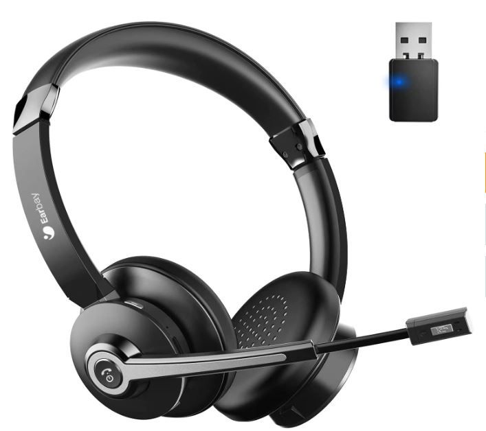 Photo 1 of Bluetooth Headset with Microphone, Upgraded Wireless Headset with Mic Noise Cancelling & USB Dongle, Office Headset with Mic Mute, On-Ear Headphones 28hrs Talk time for Cell Phone/PC/Skype/Zoom