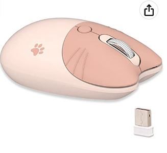 Photo 1 of Cute Cat Wireless Mouse, Silent Mouse, 2.4G Wireless Mice, Candy Colors, Kawaii Mouse for Girls and Kids (Milk Tea)