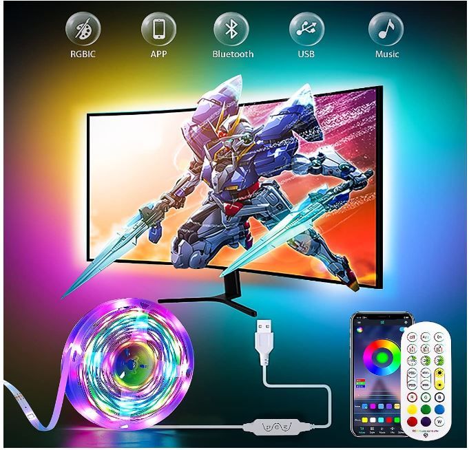 Photo 1 of Daymeet TV Led Backlight - 16.4ft RGBIC LED Lights for TV Smart TV Led Lights for 65-85inch TV/Monitor, USB Led Lights Behind TV, TV Led Backlight Sync with Music, Bluetooth APP Control with Remote