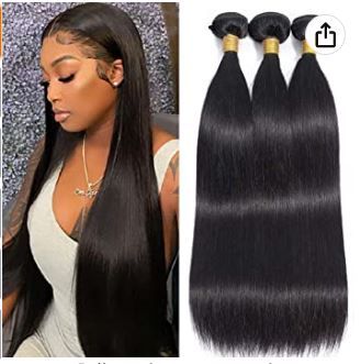 Photo 1 of 10A Straight Bundles Human Hair (18 20 22 Inch) Brazilian Straight Human Hair Bundles 100% Unprocessed Virgin Remy Straight Hair Weave Bundles (18 20 22)