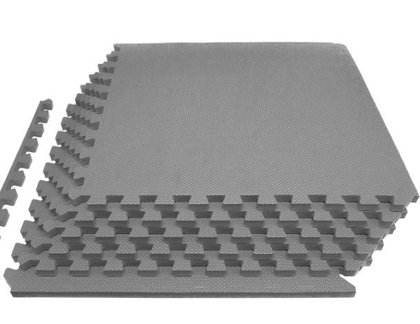 Photo 1 of Balancefrom Puzzle Exercise Mat with Eva Foam Interlocking Tiles, Grey, 144 Sq.