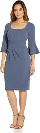 Photo 1 of Adrianna Papell Women's Metallic Knit Draped Sheath Dress
