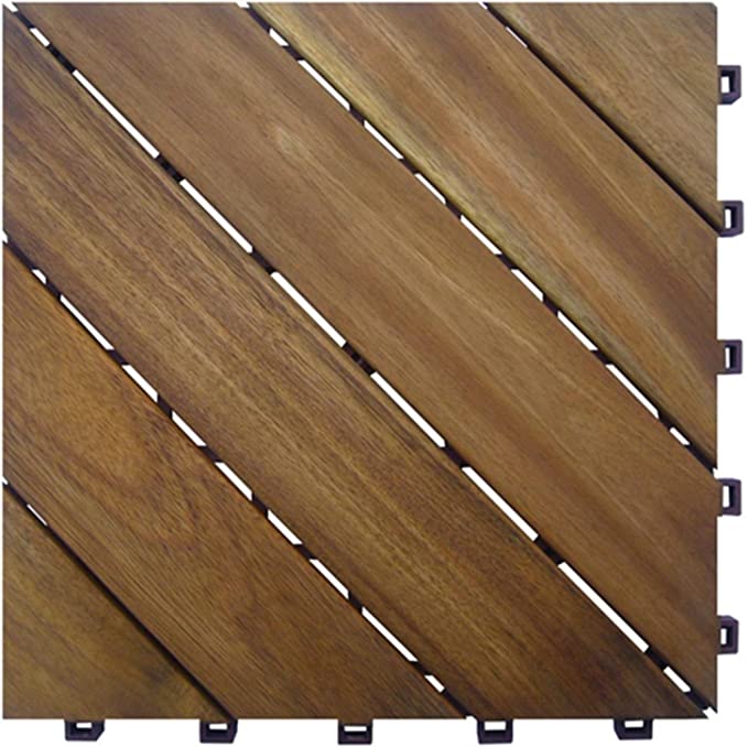 Photo 2 of A & B Home Set of 10 Brown Two-Tone Outdoor Diagonal Flooring Tiles 12"
