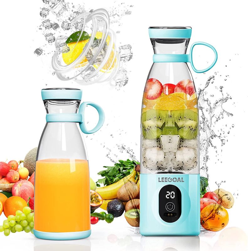 Photo 1 of Portable Blender, Personal Blender for Shakes and Smoothies, 20oz Portable Blender USB Rechargeable, As POWERFUL As Many Countertop Blender / Crushes ice, frozen fruit, nuts /3X MORE POWERFUL Than Most Mini Travel Blender, Leegoal Blender (BravoX, Blue)(2