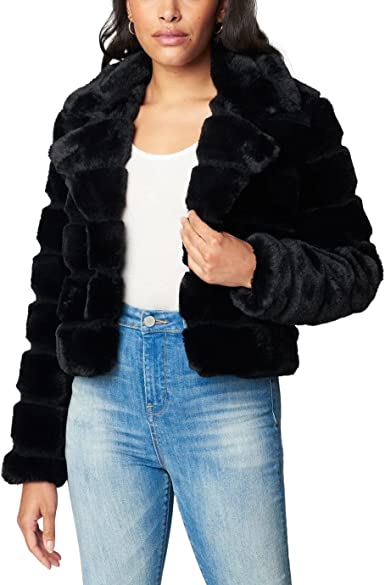 Photo 1 of [BLANKNYC] womens Luxury Clothing Ribbed Cropped Faux Fur Jacket
