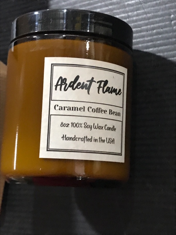 Photo 2 of Ardent Flame Candles Caramel Coffee Bean 100% Natural Soy Candle Highly Scented Hand Poured in The USA 8 oz Long Lasting with Gift Box