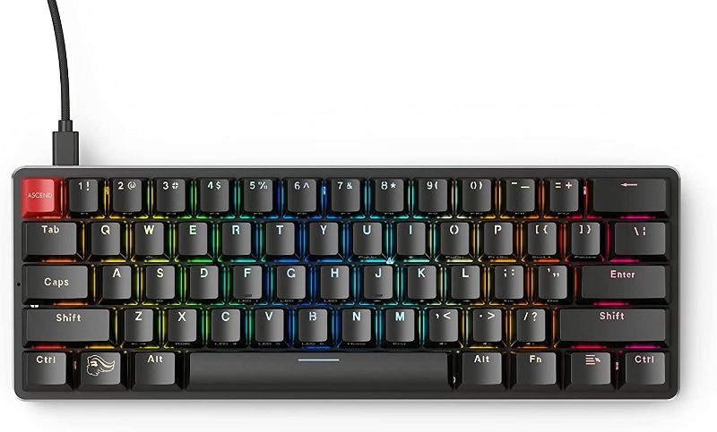 Photo 1 of Glorious Custom Gaming Keyboard - GMMK 60% Percent Compact - USB C Wired Mechanical Keyboard - RGB Hot Swappable Switches & Keycaps - Black Metal Top Plate
