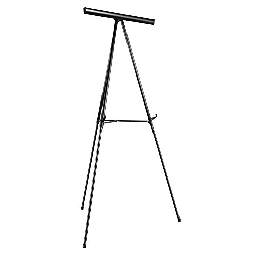 Photo 1 of Amazon Basics High Boardroom Black Aluminum Flipchart Whiteboard and Display Easel Stand with Adjustable Height Telescope Tripod, Black, 35 X 2 X 28 I
