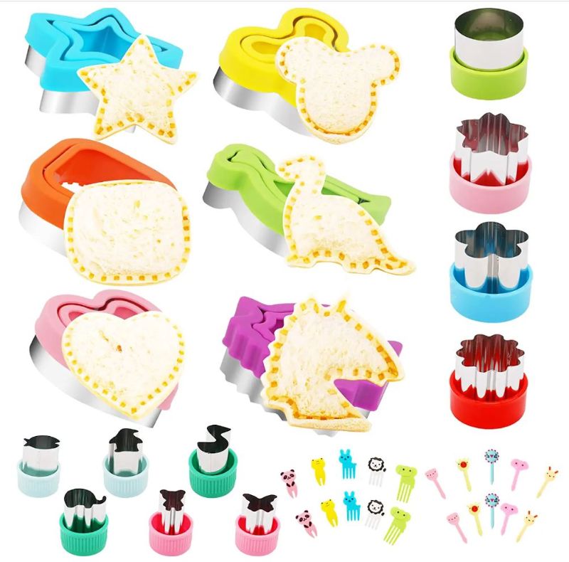 Photo 1 of 36pcs Sandwich Cutter and Sealer for Kids, Cookie Cutters, Food Picks, Cute Lunch Bento Accessories for Kids, Cookie Cutter, Dinosaur Mickey Mouse Unicorn Shapes Uncrustables Sandwich Maker
