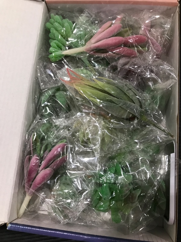 Photo 2 of 18 Pcs Artificial Succulent Flocking Plants, Mini Unpotted Natural Color Plastic Floral Arrangement for Home Decor
