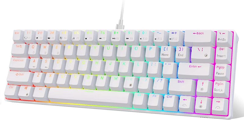 Photo 1 of RK ROYAL KLUDGE RK68 (RK855) Wired 65% Mechanical Keyboard, RGB Backlit Ultra-Compact 60% Layout 68 Keys Gaming Keyboard, Hot Swappable Keyboard with Stand-Alone Arrow/Control Keys, Red Switch, White
