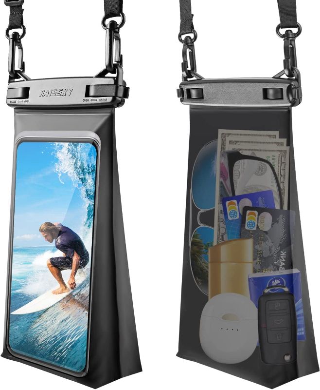 Photo 1 of HAISSKY Large Waterproof Phone Pouch Floating Dry Bag for iPhone 13 12 11 Pro Up to 6.9" Waterproof Bag with Adjustable Strap, Sunscreen Glasses Storage Dry Bag for Swimming Beach Water Parks (1 Pc)
