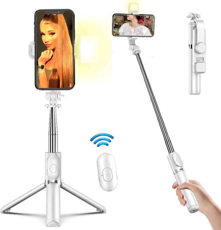 Photo 1 of 40" Selfie Stick with LED Fill Light & Phone Tripod, Bettvance Extendable Cell Phone Tripod Stand with Wireless Remote, Compatible with iPhone Android Phone. Best Gift
