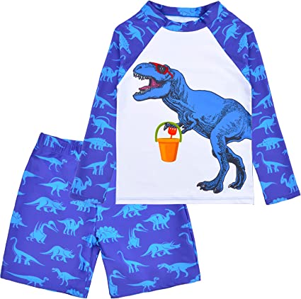 Photo 1 of Sylfairy Boys Two Piece Rash Guard Swimsuits Kids Long Sleeve Sunsuit Swimwear Sets Bathing Suit size 116
looks liked 5-6 years old