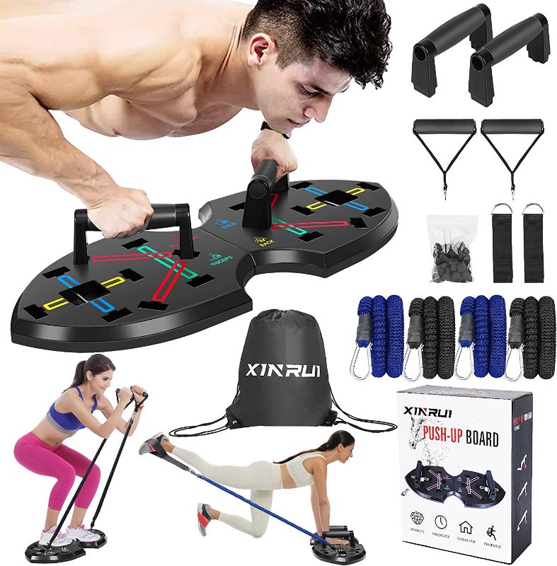 Photo 1 of XINRUI Push Up Board Fitness — Multi-function Foldable Push Up Bar, Push up Handles for Floor, Portable Home Gym Accessories, Strength Training Equipment, Home Workout Gear for Men and Women
