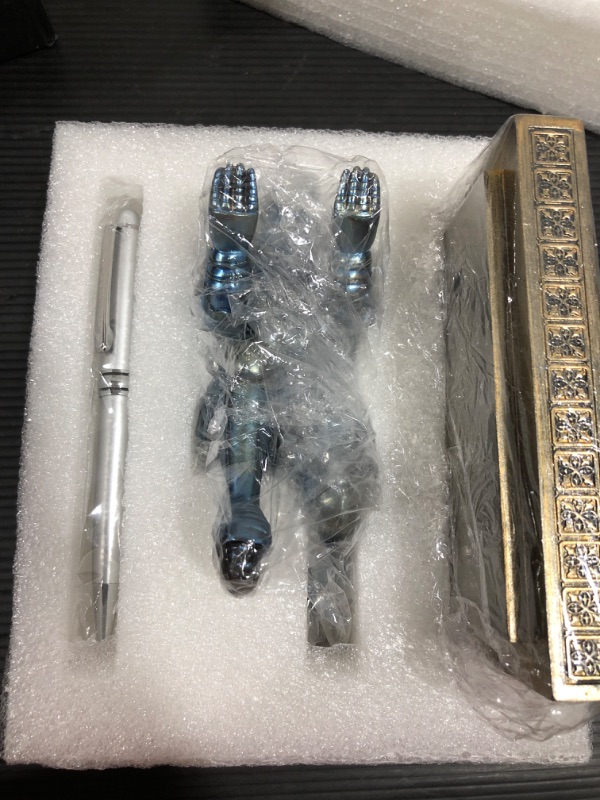 Photo 2 of Amoysanli Knight Pen Holder Desk Organizers and Accessories Desk Decor Resin Pen Holder as Gift with a Cool Pen for Office and Home (Blue)