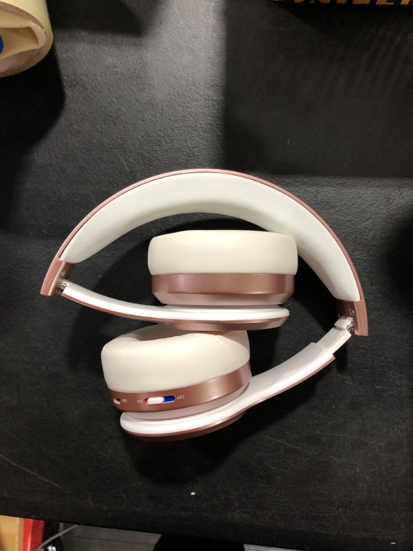 Photo 1 of Picun P26 Bluetooth Headphones Over Ear 40H Playtime Hi-Fi Stereo Wireless Headphones Girl Deep Bass Foldable Wired/Wireless/TF for Phone/TV Bluetooth 5.0 Wireless Earphones with Mic Women (Rose Gold)