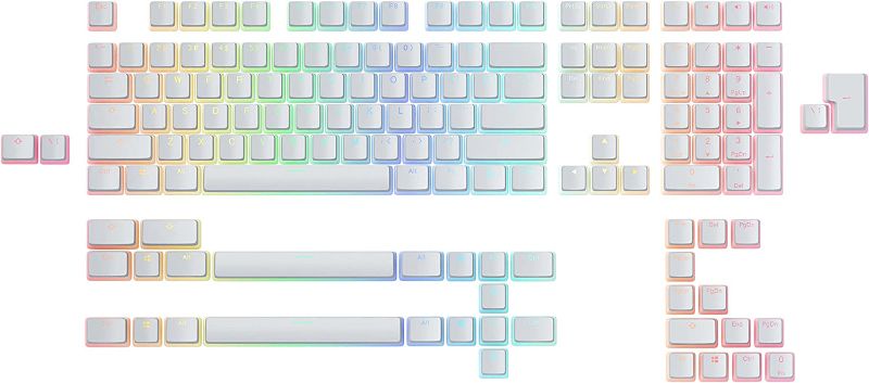 Photo 1 of Glorious Aura V2 (White) - PBT Pudding Keycaps for Mechanical Keyboards - ANSI (US), ISO Compatible - Supports Full Size, TKL, 75%, 60% Layouts
