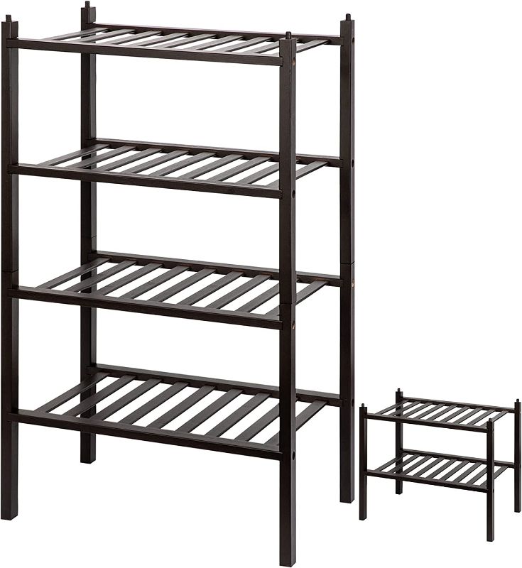 Photo 1 of 4 Tier Shoe Rack,100% Natural Bamboo Wooden Shoe Rack,Stackable Shoe Rack,Narrow Shoe Rack Organizer,Entryway Shoe Rack,Small Shoe Rack Wood,Shoe Racks for Closets,Shoes Rack,Shoe Stand
