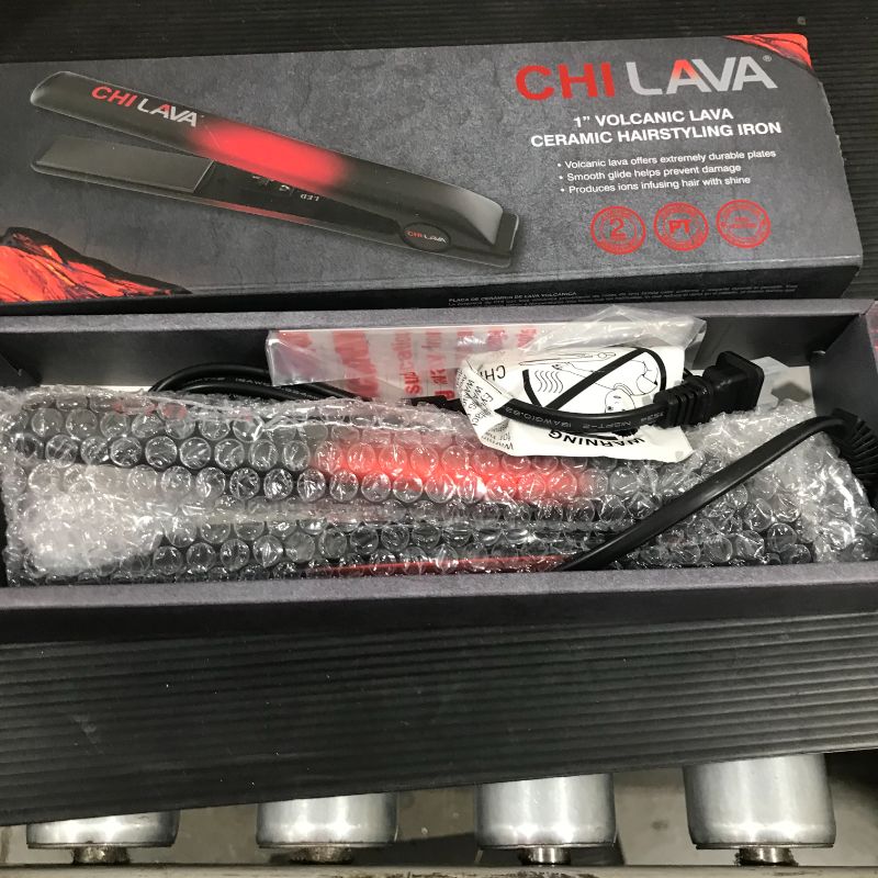 Photo 2 of Chi Volcanic Lava Hair Straightning Curling Molding Ceramic Flat Iron Straightener, Black/Red