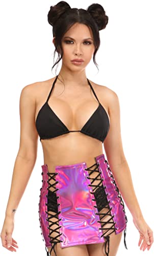 Photo 1 of Daisy corsets Women's Fuchsia Holographic Lace-up Skirt

5XL PLUS 