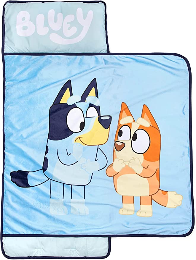 Photo 1 of Jay Franco Bluey Sisters Nap Mat – Built-in Pillow and Blanket - Super Soft Microfiber Kids'/Toddler/Children's Bedding, Ages 3-7 (Official Bluey Product)
