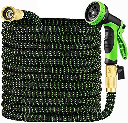 Photo 1 of 2 in 1 Set Garden Hose 50 ft & Nozzle, Expandable Garden Hose Lightweight Durable, Retractable Garden Hoses, Water Hose with 3/4 inch Solid Brass Fittings - Watering Hose 50 feet - Collapsible Hose
