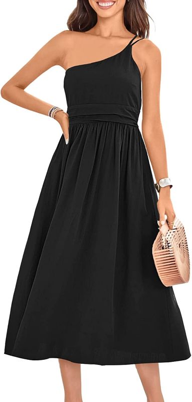 Photo 1 of ANRABESS Women's Summer Straps Sundress One Shoulder Sleeveless Pleated High Waist A-Line Flowy Midi Dresses with Pockets
- XL 