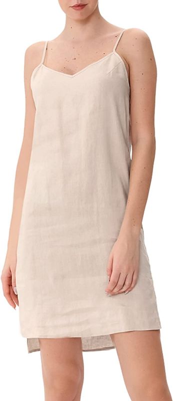 Photo 1 of Amazhyu 100% Linen V Neck Spaghetti Strap Sleeveless Summer Dresses with Slit
XL 