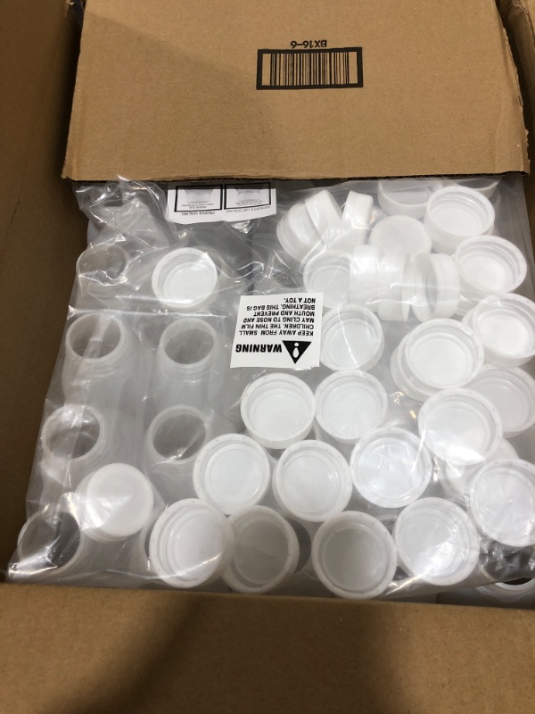 Photo 2 of 4 oz Empty Plastic Juice Bottles with Black Lids 98 Bulk Pack Small Clear Milk Drink Syrup Kids Size Containers Tamper Proof Caps Wholesale