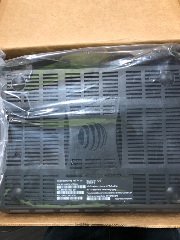 Photo 3 of ARRISAT&T Arris BGW210-700 802.11bgnac 400mW Bonded VDSL2 Wireless Voice Gateway 4 x Gigabit Ports (ONT REQUIRED) (Renewed),Black