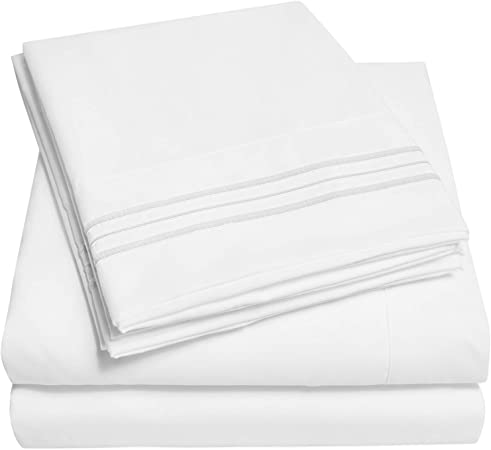 Photo 1 of 1500 Supreme Collection King Sheet Sets White - Luxury Hotel Bed Sheets and Pillowcase Set for King Mattress - Extra Soft, Elastic Corner Straps, Deep Pocket Sheets, King White