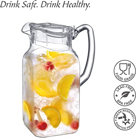 Photo 1 of Amazing Abby - Quadly - Acrylic Pitcher (64 oz), Clear Plastic Water Pitcher with Lid, Fridge Jug, BPA-Free, Shatter-Proof, Great for Iced Tea, Sangria, Lemonade, Juice