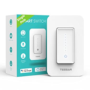 Photo 1 of Smart Dimmer Switch Single Pole, TESSAN WiFi Dimmable Switch for LED Lights Compatible with Alexa, Google Assistant, Programmable Wall Dimmer Switch Timer Schedule, Neutral Wire Required