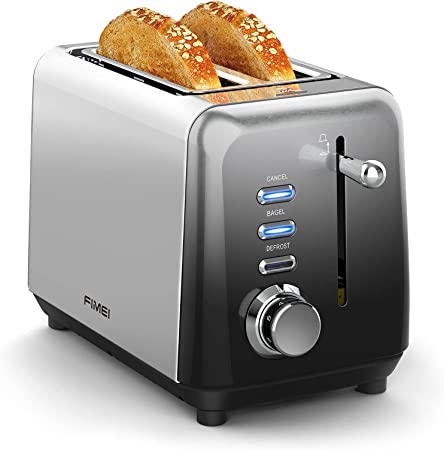 Photo 1 of 2 Slice Toaster, FIMEI Stainless Steel Bagel Bread Toasters with Extra Wide Slots, Compact Bagel Toaster with 7 Browning Settings, Bagel/Defrost/Cancel Functions, Gradient Gray