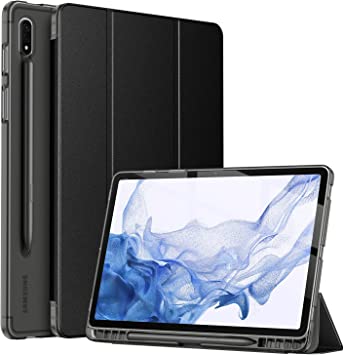 Photo 1 of Soke Galaxy Tab S8/S7 11 inch Case with S Pen Holder [SM-X700/X706/T870/T875/T878] Slim Translucent Frosted Soft Back Cover with Auto Wake/Sleep for Samsung Tab S8 2022/S7 2020 Tablet, Black