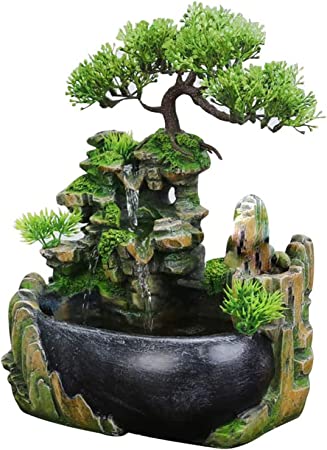 Photo 1 of AMAVIP Rockery Stream Tabletop Fountain, Zen Meditation Indoor Waterfall Feature with Automatic Pump, for Home Office Bedroom Desk Decoration (Style 1)