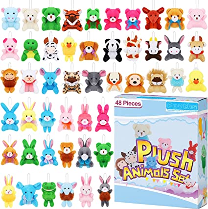 Photo 1 of Fovths 48 Pieces Mini Plush Animals Toys Set Lovely Small Stuffed Animal Keychain Decor for Easter Hunts, Party Favors, Carnival Prizes, Egg Hunt Supplies, Goodie Bag Fillers