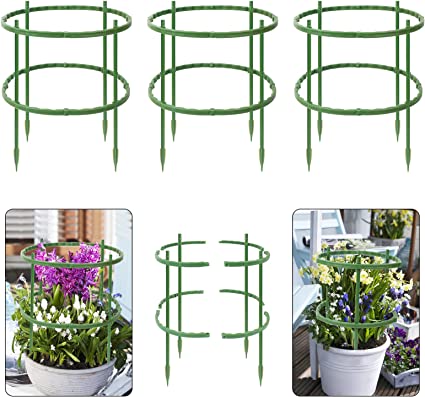 Photo 1 of 12 Pack Plant Support Stakes, Plant Support Cage for Indoor Plants, Green Half Round Plant Support, Plant Support Ring for Peony, Rose, Tomato,Plant Holder Flower Pot Climbing Trellis for Small Plants