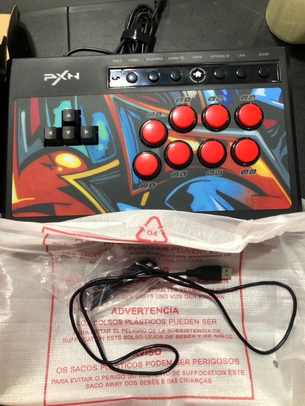 Photo 2 of Arcade Fight Stick, PXN X8 Street Fighter Arcade Game Fighting Joystick with USB Port, with Turbo & Audio Functions, Suitable for PS3 / PS4 / Xbox ONE/Xbox Series X&S/Nintendo Switch/PC Windows.