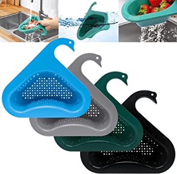 Photo 1 of 4 PCS Swan Drain Basket for Kitchen Sink, Multifunctional Kitchen Sink Strainer,Kitchen Triangular Sink Filter, Swan Drain Basket for Kitchen Sink Hangs on Faucet Fits All Sink

