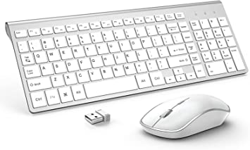 Photo 1 of USB Slim Wireless Keyboard Mouse with Numeric Keypad Compatible with iMac Mac PC Laptop Tablet Computer Windows (Silver White)