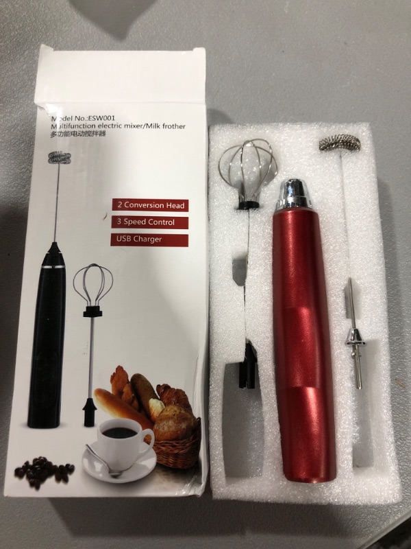 Photo 2 of  Portable Rechargeable 3 Speed Coffee Frother with 2 Stainless Whisk and 1 Cleaning Brush