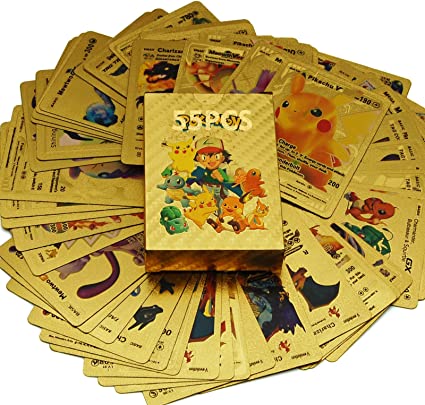 Photo 1 of 55 Pcs Poke Gold Vmax Assorted Cards Golden Card Deck Box Including GX V Series Vmax Rare for Kids, Collectors